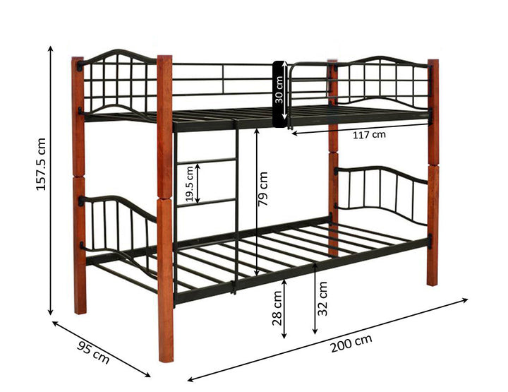 Litera Doble Cama 90cm Madera y Metal